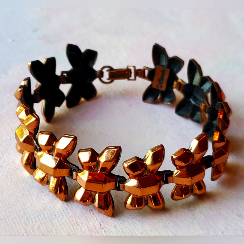Vintage Renoir Copper Bracelet Butterfly Panel Link Stylized